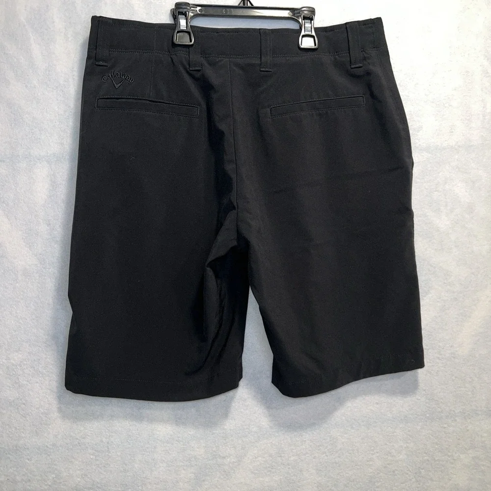 Callaway Shorts Mens Size 32 Black Golf Flat Front Chino Stretch Wasteband Solid